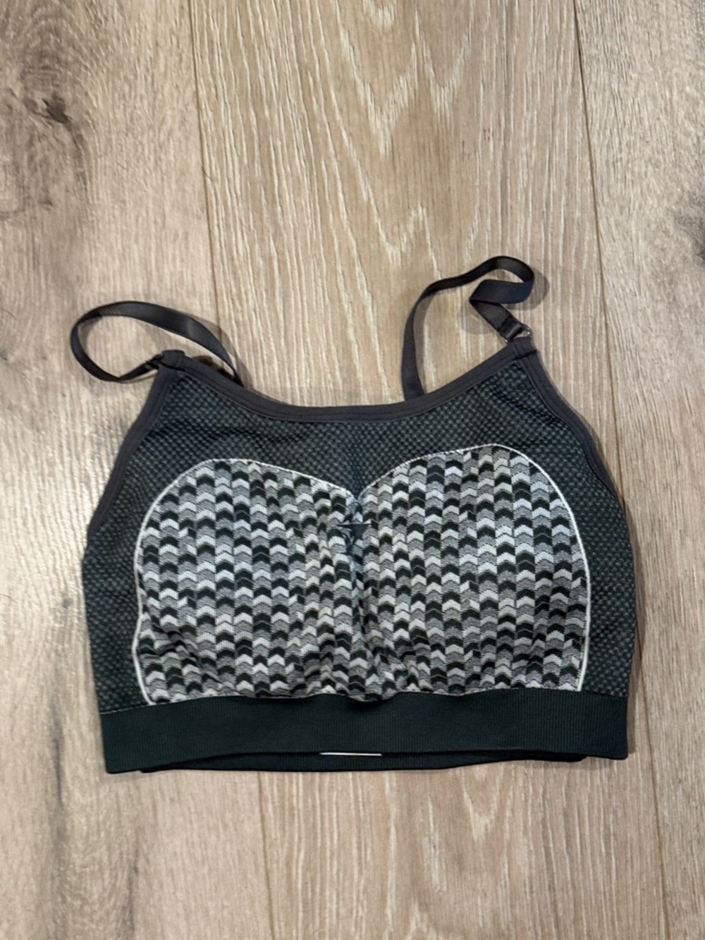 Gymshark Black & Gray Patterned Sports Bralette